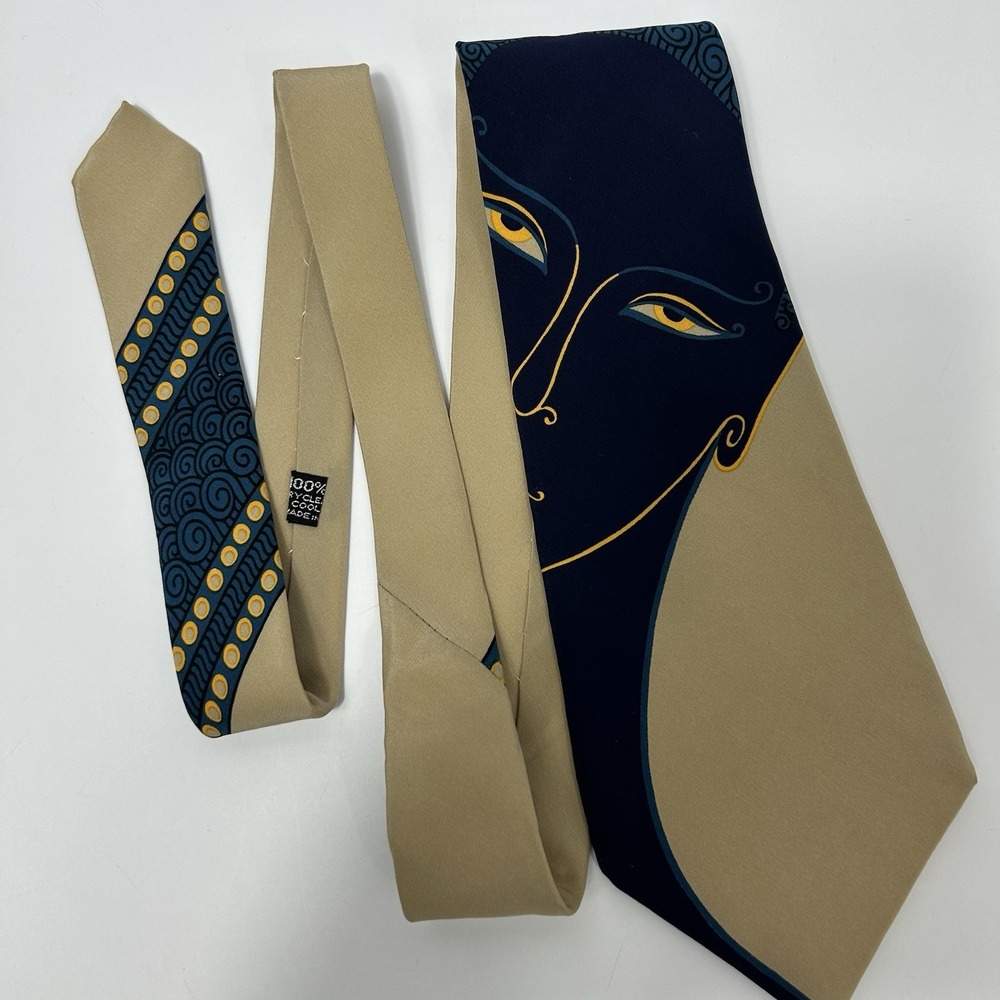 Vintage Pancaldi Silk Tie Art Deco Face Via Barberini Rubenstein Bros View 2